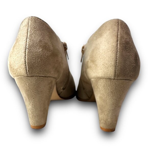 Chic Journee Womens Faux Suede Tan High Heel Ankle Booties Side Zipper EUC Sz8 - Picture 7 of 14